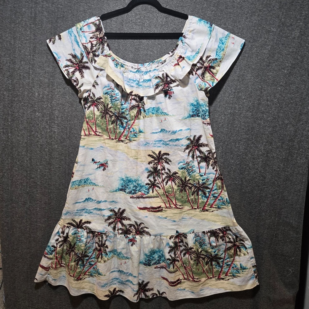 VTG Hilo Hattie Womens Large XL Hawaiian Palm Trees Tropical Vacation Dress